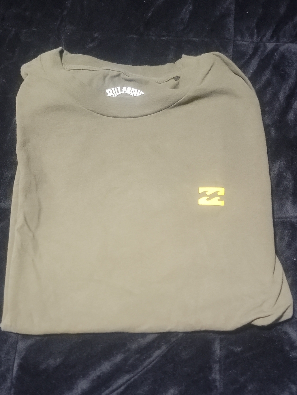 Billabong Olive Green Short Sleeve Tee with Yellow Logo